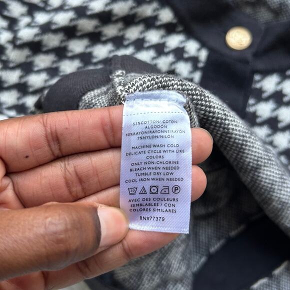 Ann Taylor Factory Petite Gray and White Houndstooth Cardigan Size XS - Picture 10 of 10